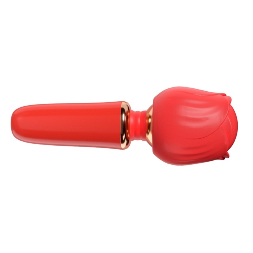 Клиторальный вибратор в форме розы красного цвета Cnt Rose Wand - 3
