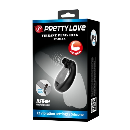 Эрекционное виброкольцо на член черное LYBAILE Pretty Love DAHLIA Vibrant Penis Ring - 12
