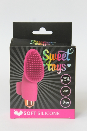 Вибратор для клитора силиконовый с усиками на палец SWEET TOYS розовый L 9 см D 3,3 см - 1