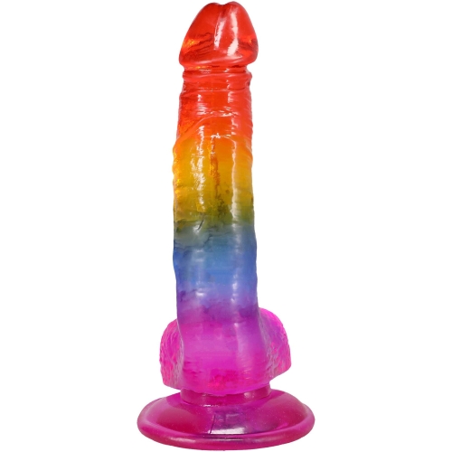 Фалоімітатор реалістичний на присосці райдужний Doc Johnson Crystal Jellies - Realistic cock with balls 8.5 - 4