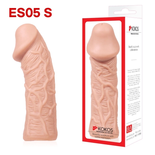 Насадка на член реалістична тілесного кольору Kokos Cock Extreme Sleeve ES.05 розмір S - 4