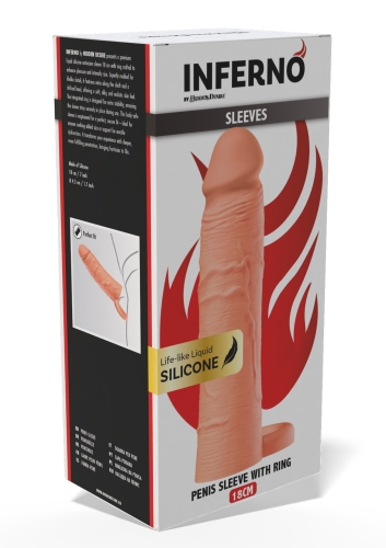 Насадка на пенис реалистичная с петлей для мошонки телесная Hidden Desire INFERNO 180 мм - 1