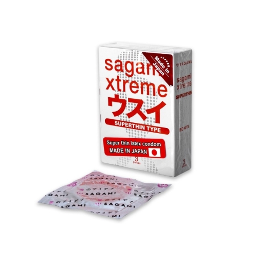 Презервативы ультратонкие прозрачного цвета Sagami superthin 3 штуки - 1