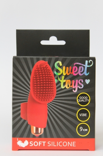 Вибратор для клитора силиконовый с усиками на палец SWEET TOYS красный L 9 см D 3,3 см - 1