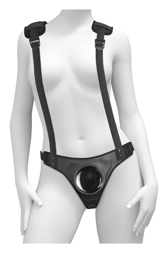 Трусики для страпона с подтяжками черные Pipedream Body Dock - 1