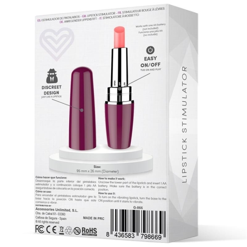 Мини вибратор клиторальный в форме помады фиолетовый Latetobed Viblips Lipstick Stimulator - 3