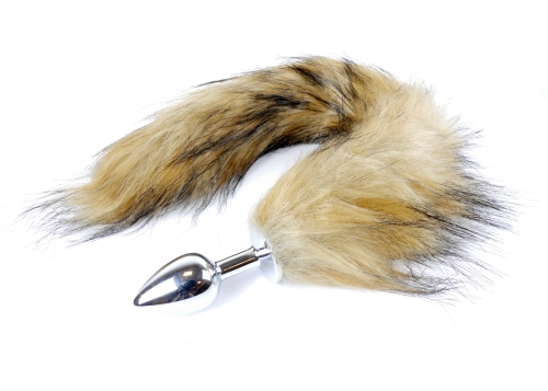Анальная пробка серебристого цвета с хвостом коричневого цвета Boss Series Boss of toys Fox Tail Brown размер XL - 2