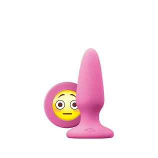 Анальний силіконовий затор рожевого кольору із заглушкою смайликом NS Novelties Mojis omg medium