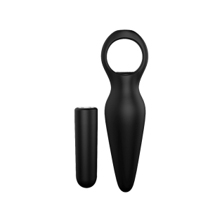 Анальна вібропробка конічної форми з кільцем чорного кольору Dream Toys CHEEKY LOVE