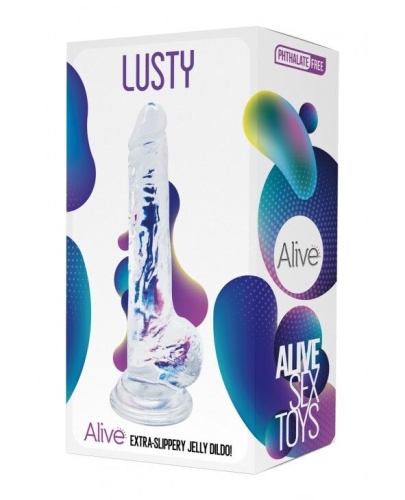 Прозорий фалоімітатор на присоску Alive Jelly Dildo Lusty, ТПЕ, діаметр 3,2 см, довжина 18см - 2