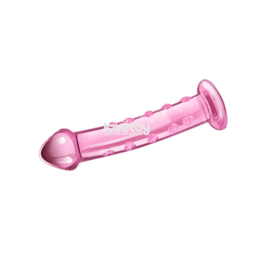 Фалоімітатор скляний з пухирцями рожевого кольору Lovetoy Glass Romance - 3