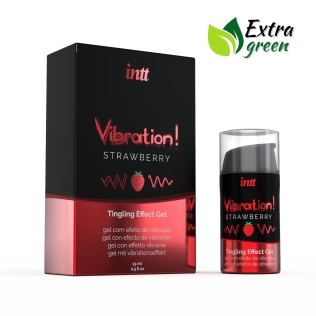 Возбуждающий гель (Жидкий вибратор) со вкусом Клубники Intt EXTRA GREEN 15 мл