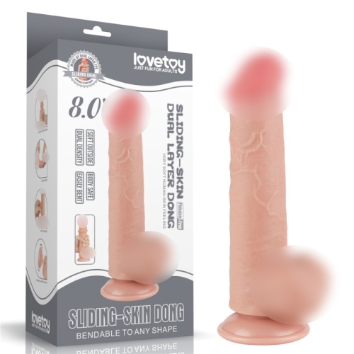 Реалистичный фаллоимитатор на присоске Sliding Skin Dual Layer Dong Flesh 8.0 телесный - 1