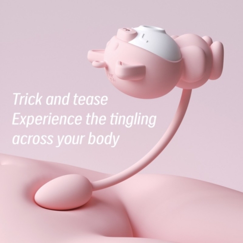 Милый вакуумный вибратор брелок 2-в-1 для стимуляции клитора и сосков для начинающих пар зеленый Cnt Kittens Joy Green - 3