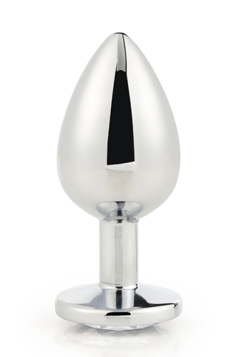 Анальная пробка серебристая с бесцветным камнем 9,5 х 4,3 см Dream Toys Gleming Love - 4