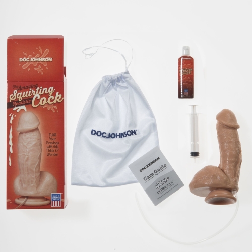 Кончающий реалистичный фаллоимитатор 13,4 см/5 см Doc Johnson The Amazing Squirting Realistic Cock на присоске - 4
