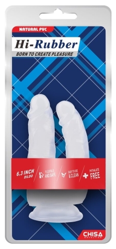 Подвійний анально-вагінальний фалоімітатор на присоску прозорий CHISA Hi Rubber 6.3 Inch Dildo - 5