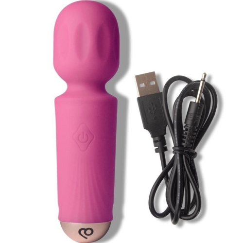 Рожевий масажер у вигляді мікрофона Rocks Off Mini Wand Peony - 4