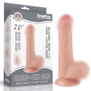 Фаллоимитатор реалистичный на присоске Sliding Skin Dual Layer Dong Flesh 7.0 телесный