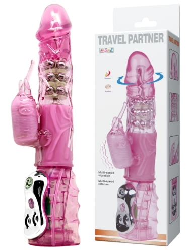 Вибратор с отростком для клитора и функцией ротации розового цвета LYBAILE Baile travel partner - 1