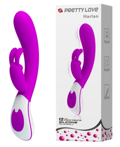 Вібратор з відростком для клітора пурпурового кольору LYBAILE Pretty love Harlan - 1