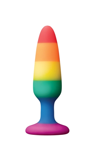 Анальна силіконова пробка на присосці кольорового кольору NS Novelties Colours pride edition довжина 85 мм - 1