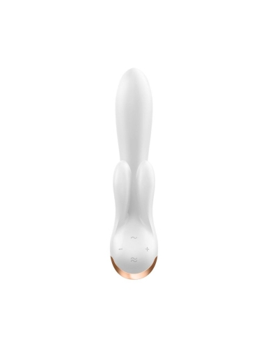 Вибратор кролик для стимуляции точки G и клиторальными ушками белый Satisfyer Double Flex - 3