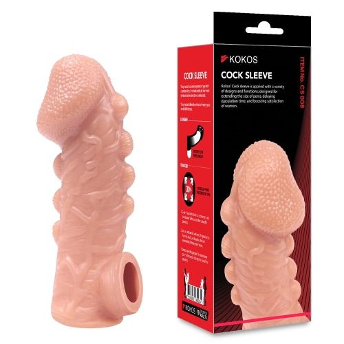 Насадка на член з отвором для мошонки тілесного кольору Kokos Cock Sleeve CS 008 розмір M - 3