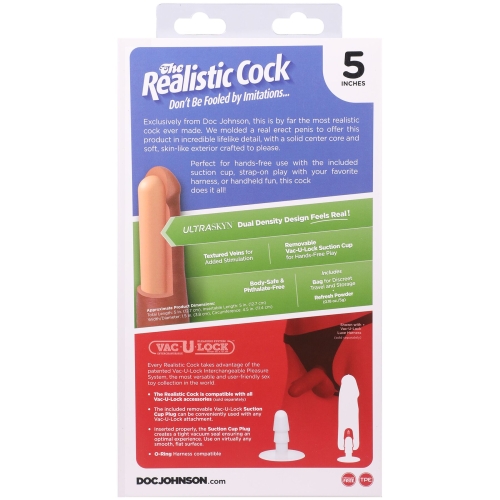 Фалоімітатор реалістичний на присосці бежевий Doc Johnson The Realistic Cock ULTRASKYN - 5 Inch Caramel - 11