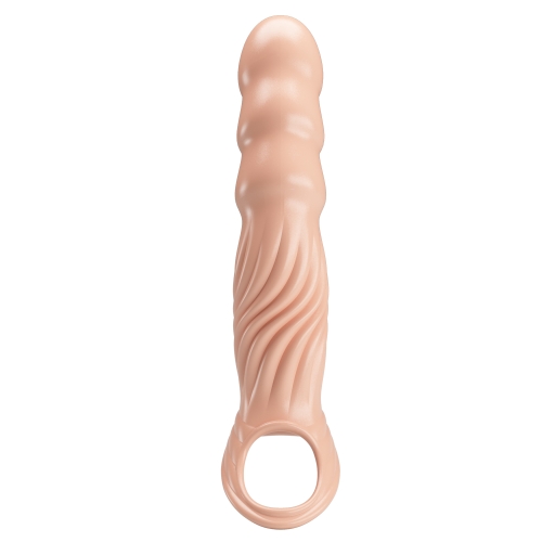 Удлиняющая насадка на член рельефная телесная LYBAILE Pretty Love - Adjustable Penis Sleeve - 3
