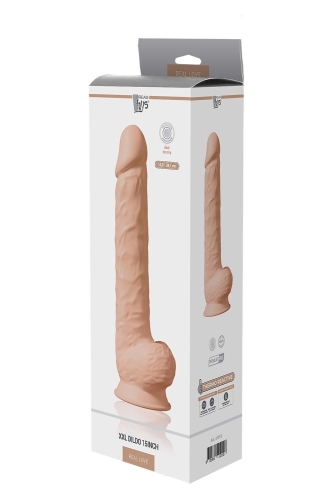 Фаллоимитатор гигантский реалистичный с мошонкой на присоске бежевый Dreamtoys Real Love - 5