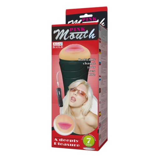 Мастурбатор-вибратор в виде рта из киберкожи Pink Mouth Vibrating - 12