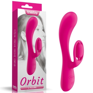 Вибратор двойной с отростком для клитора розовый Lovetoy LAllure Orbit 