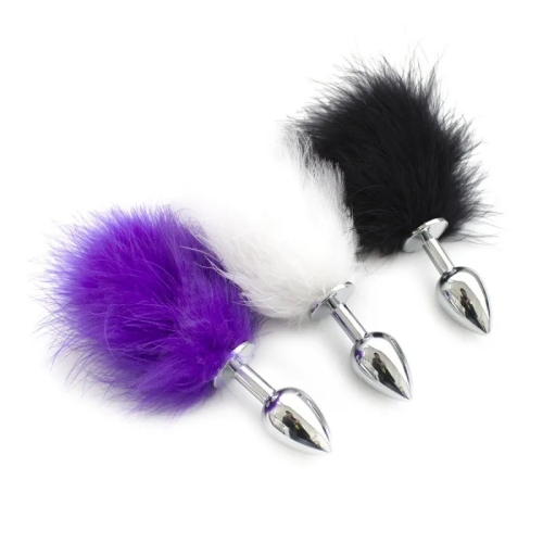 Анальний корок з рожевим гарматою Metal Plug Pink Tail - 2