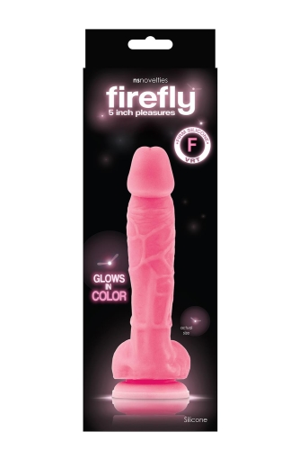 Фаллоимитатор светящийся реалистичный на присоске розового цвета NS Novelties Firefly - 2