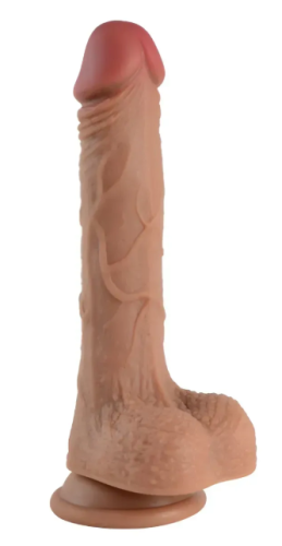 Фаллоимитатор реалистичный с мошонкой на присоске силиконовый телесный OYO - Dildo Double Layer Silicone YQW-017 - 2
