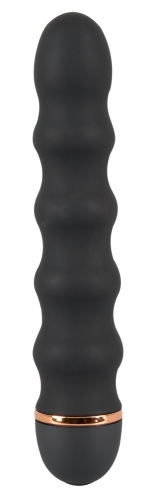 Вибратор со стимулирующим рельефом черного цвета Bendy Wavy Vibrator - 2