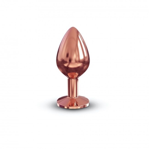 Анальна пробка металева золотиста з чорним кристалом dorcel розмір M - 2