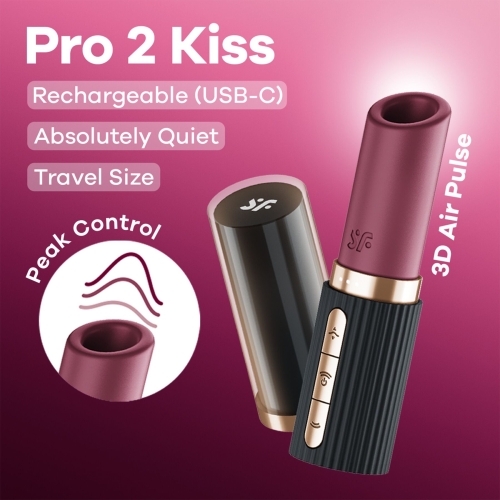 Вакуумний стимулятор для клітора у формі помади червоного кольору Satisfyer Pro 2 Kiss - 7