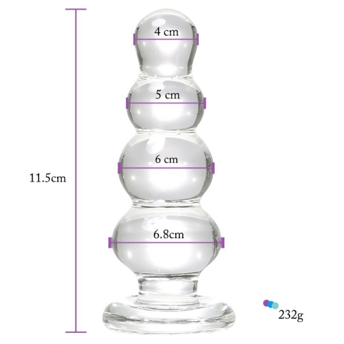 Анальная шарообразная пробка стеклянная прозрачная Vscnovelty Glass Anal Bead - 2