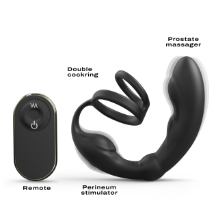 Вибромассажер простаты с эрекционным кольцом черного цвета  Dorcel P RING