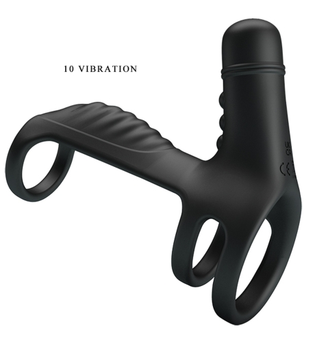 Вібронасадка для чоловіків чорного кольору LYBAILE Pretty Love VIBRATING PENIS SLING - 6