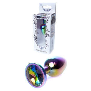 Анальная пробка с камушком радужного цвета Boss of toys Boss Series Jewellery Multicolour Plug Clear размер S