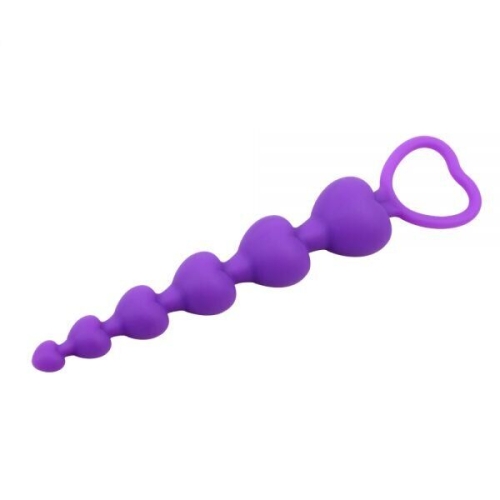 Анальная цепочка Chisa Heart Booty Beads фиолетовая - 2