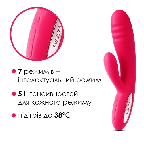 Вибратор кролик для вагинальной и клиторальный стимуляции розовый Svakom Adonis Plum - 3