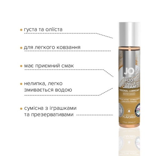 Смазка съедобная для орального секса вкус ванили System JO H2O 30 мл - 3