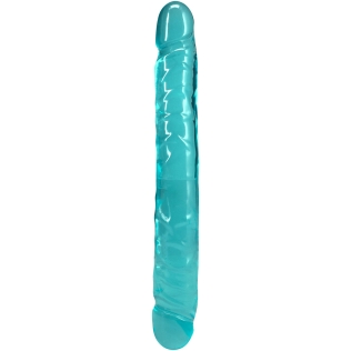 Фалоімітатор двосторонній реалістичний бірюзовий Doc Johnson Crystal Jellies 12&amp;quot; Jr. Double Dong