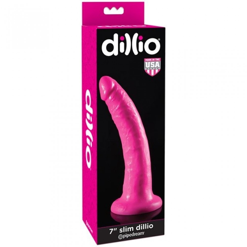 Фаллоимитатор реалистичный на присоске розового цвета Pipedream Dillio Slim - 3