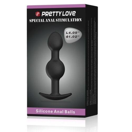 Анальная пробка силиконовая с двумя шариками чёрная LYBAILE PRETTY LOVE Heavy Balls - 9