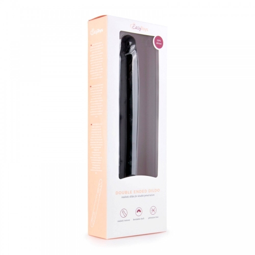 Фалоімітатор двосторонній чорний EasyToys Silicone double end dildo ET24909 - 3